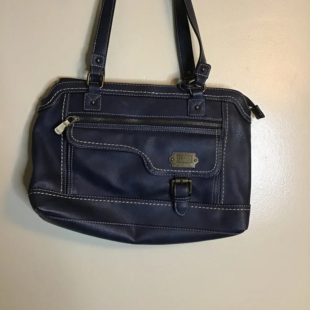 boc Women’s Classic Navy Blue Leather Satchel Handbag